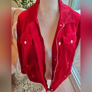 Chico's Red Moto Velveteen Jacket